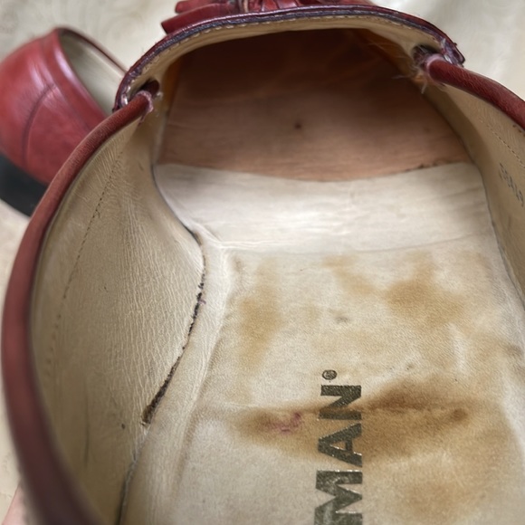 VTG Freeman brown leather tassel loafers with woven vamp (size 8.5) - Picture 7 of 8